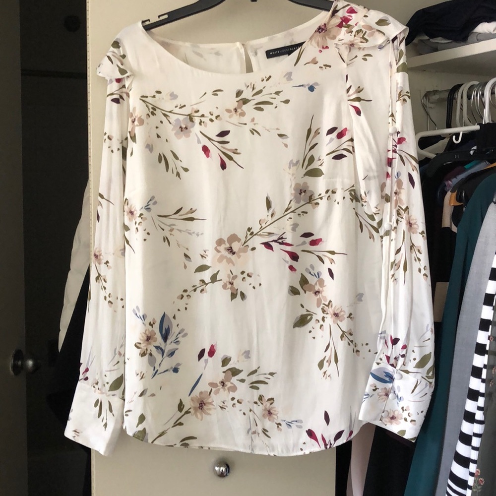 Floral long sleeve blouse with slits down arms